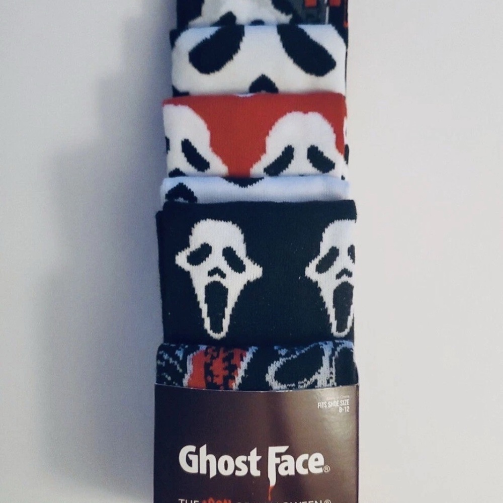 Ghost Face the icon of Halloween SCREAM 6 Pair  SOCKS Men Size 8-12 Bioworld NEW